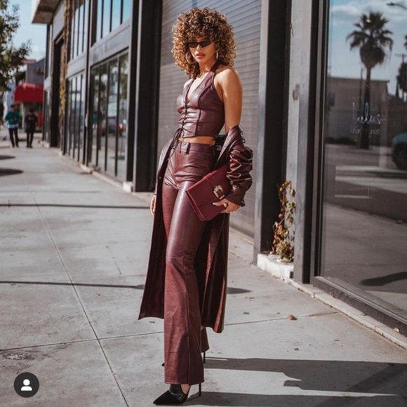 I.AM.GIA BNWT Romy Brown Burgundy Plum Leather Pant M 6 8 - Picture 7 of 8